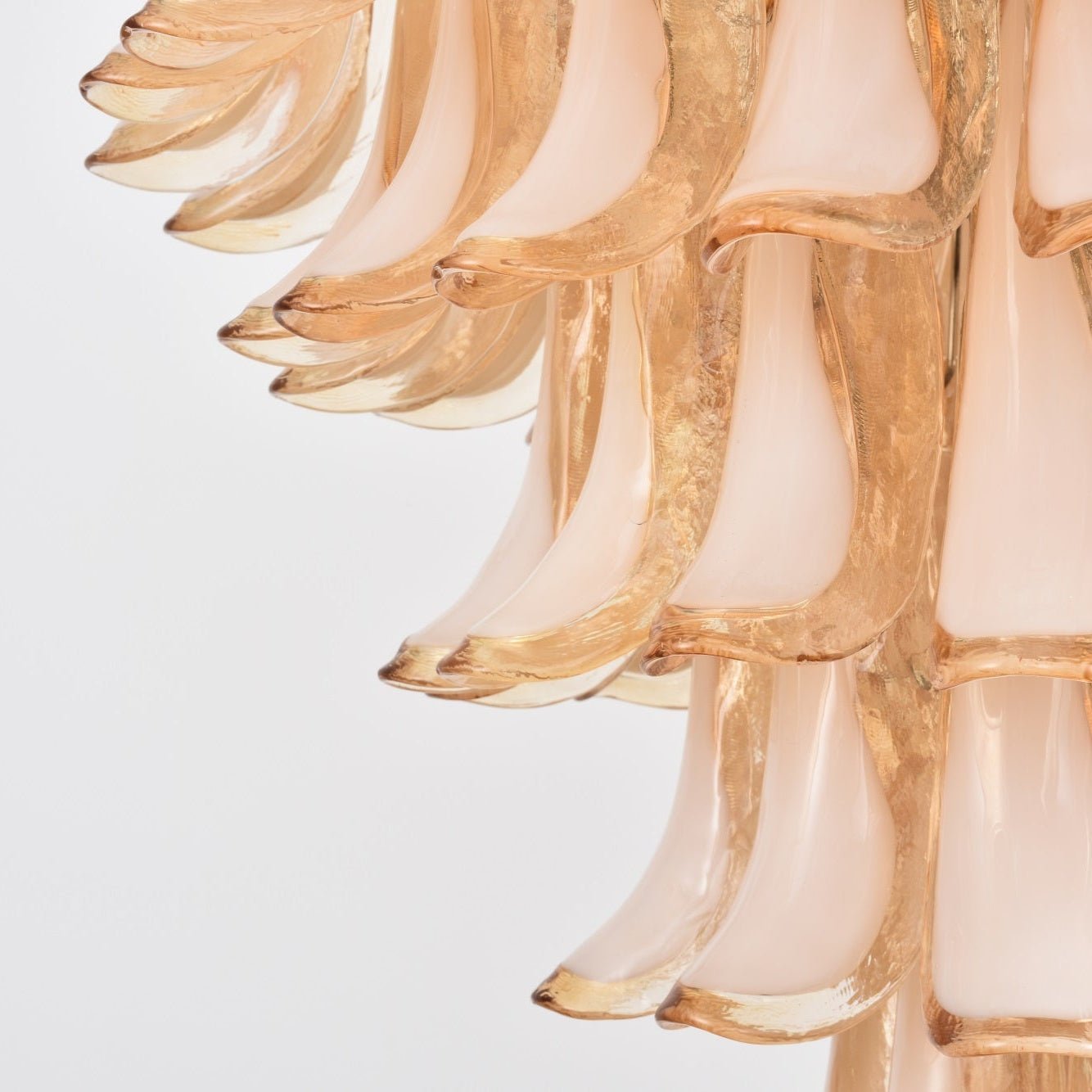 Amber Cloud Glass Petals Chandelier - Elegant Design & Adjustable Heig