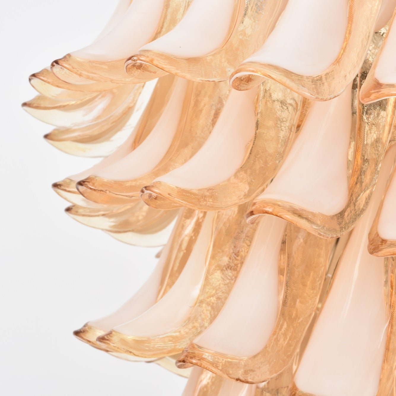 Amber Cloud Glass Petals Chandelier - Elegant Design & Adjustable Heig