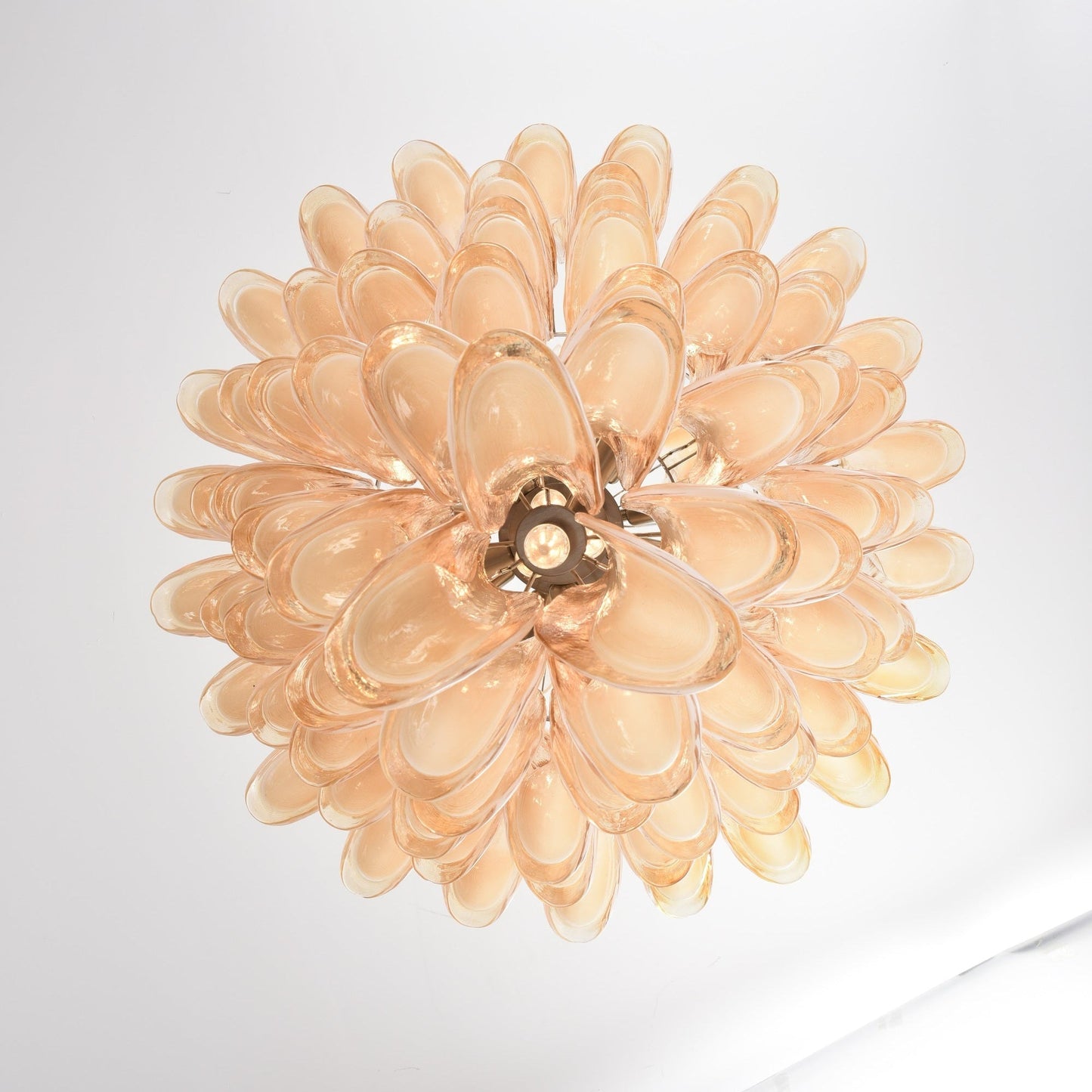 Amber Cloud Glass Petals Chandelier - Elegant Design & Adjustable Heig