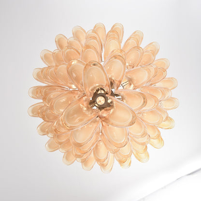 Amber Cloud Glass Petals Chandelier - Elegant Design & Adjustable Heig
