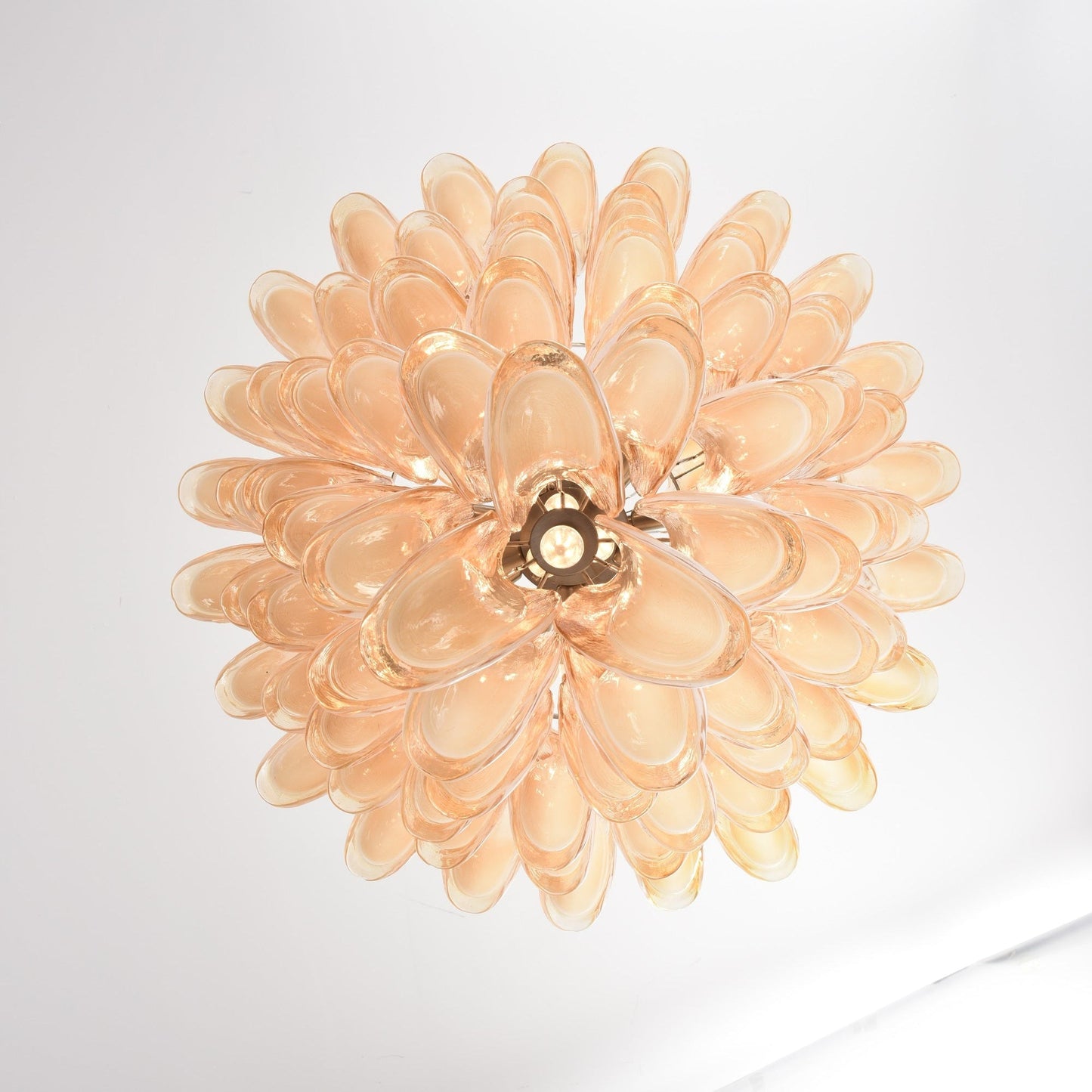 Amber Cloud Glass Petals Chandelier - Elegant Design & Adjustable Heig