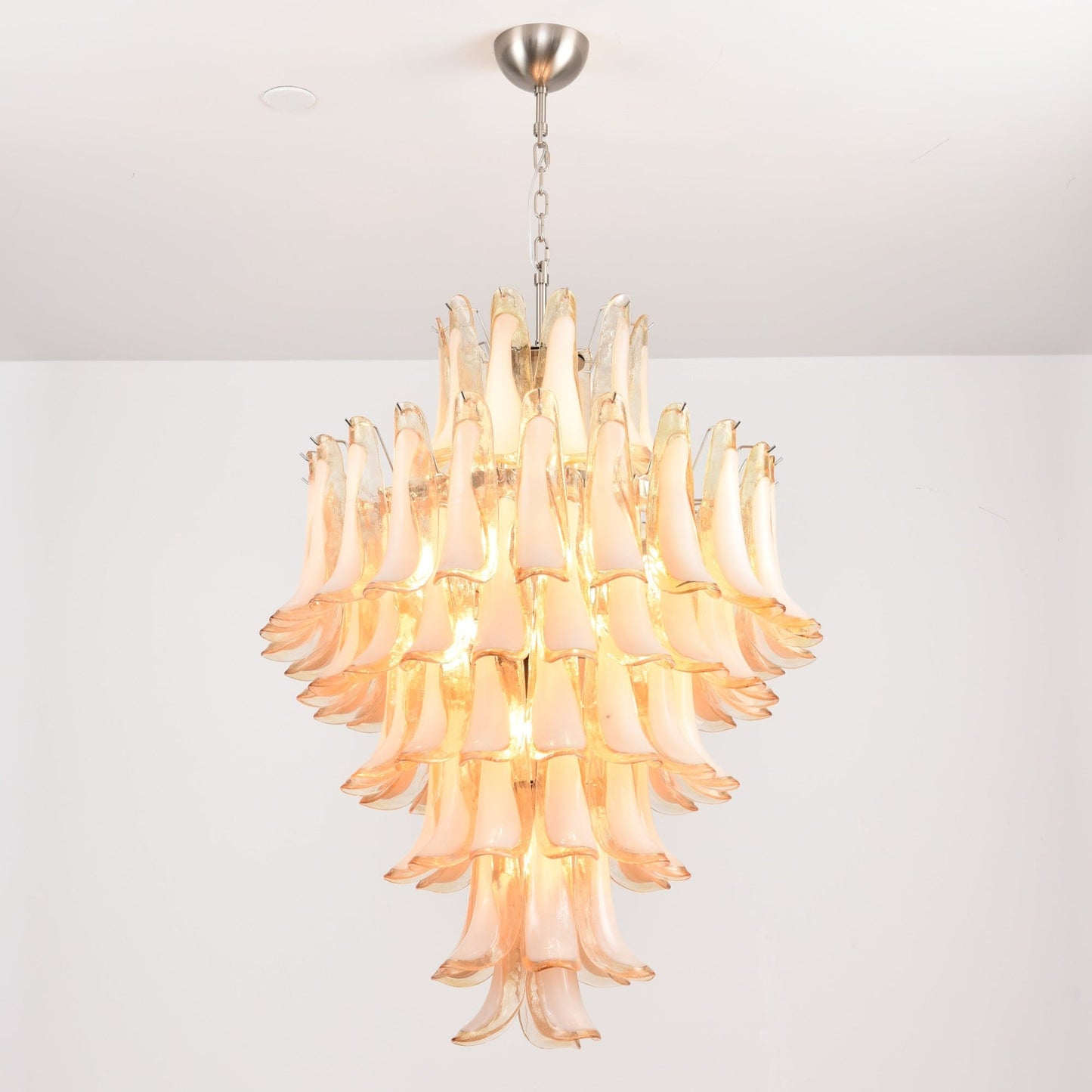 Amber Cloud Glass Petals Chandelier - Elegant Design & Adjustable Heig