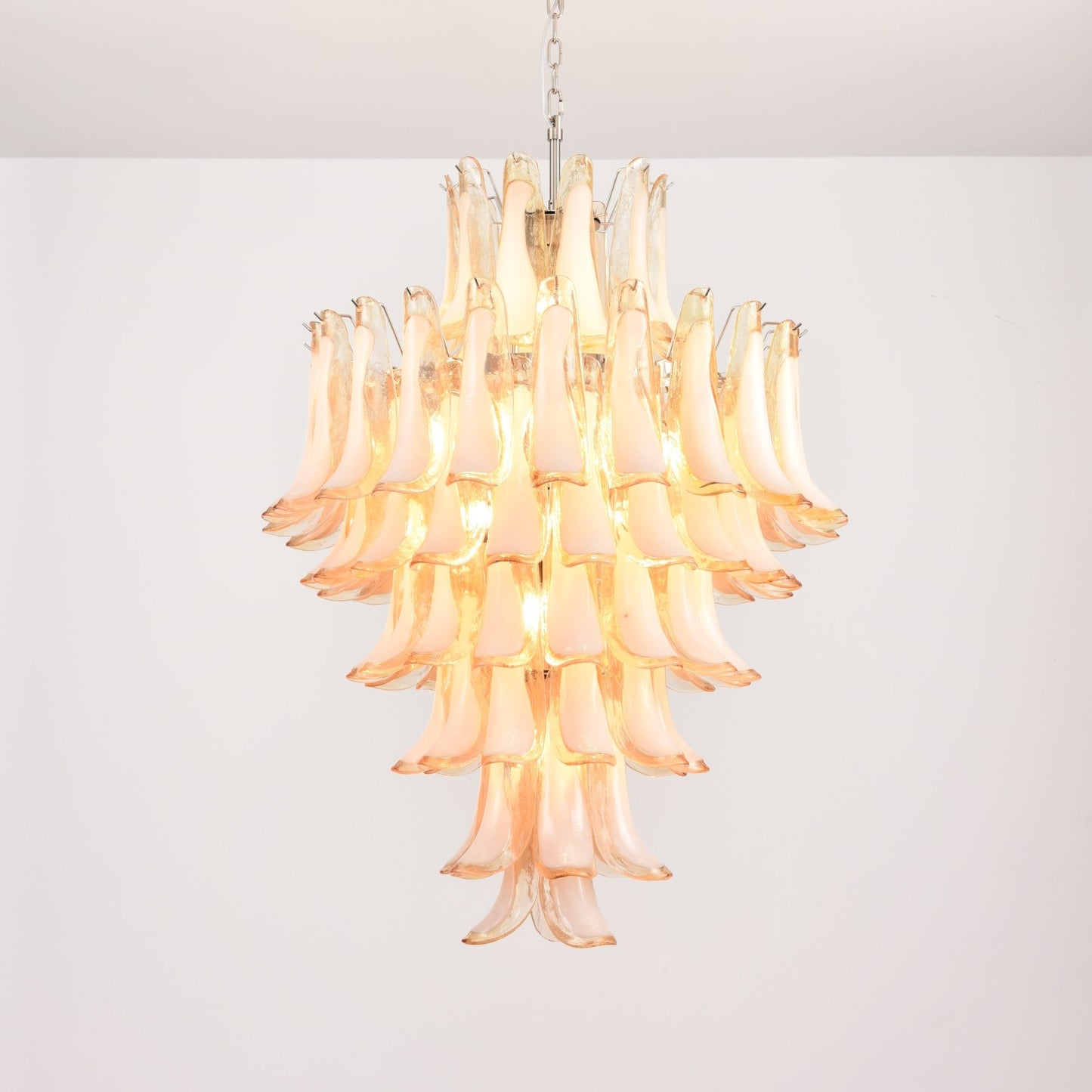 Amber Cloud Glass Petals Chandelier - Elegant Design & Adjustable Heig