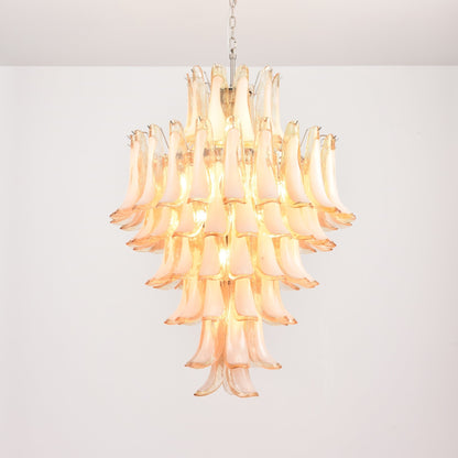 Amber Cloud Glass Petals Chandelier - Elegant Design & Adjustable Heig
