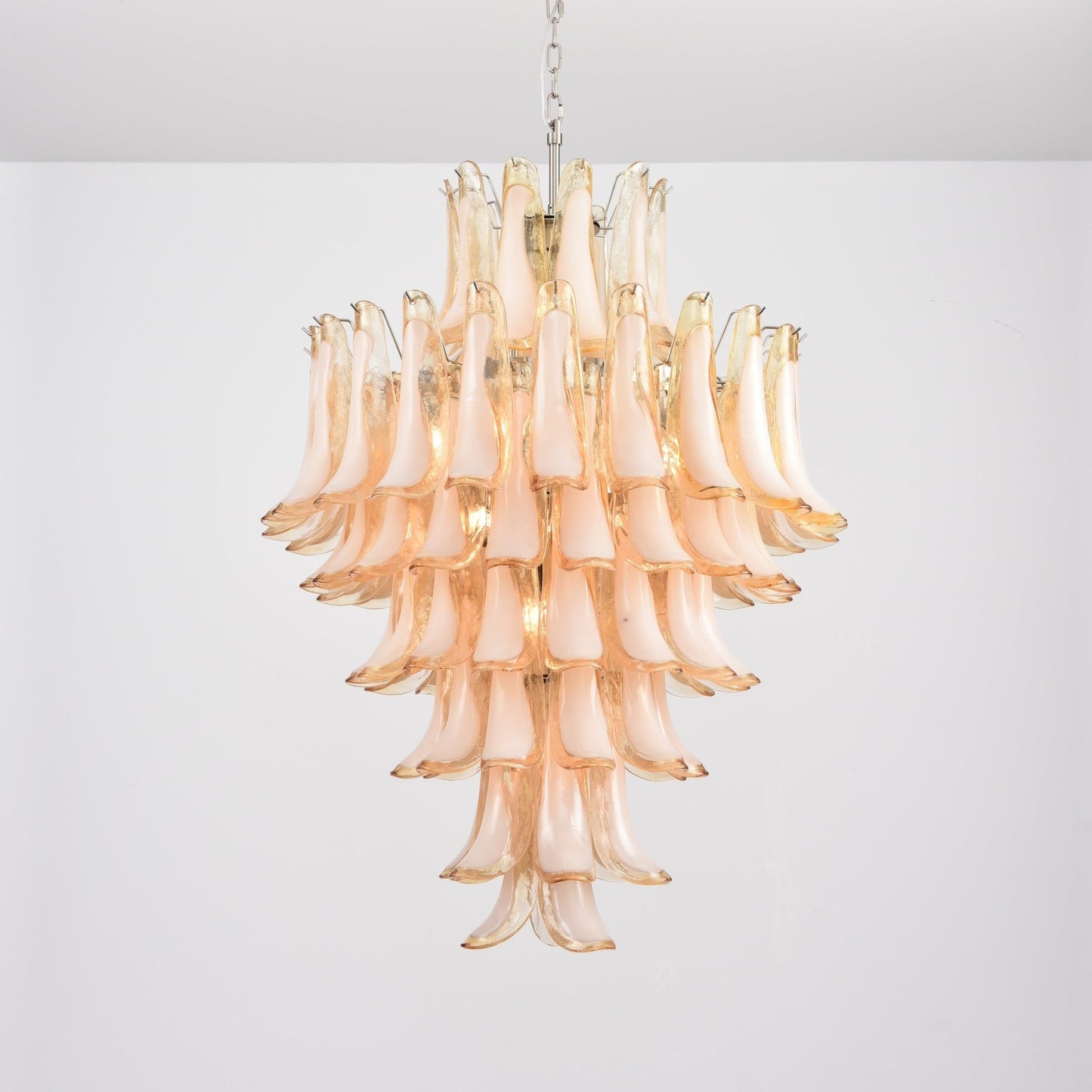 Amber Cloud Glass Petals Chandelier - Elegant Design & Adjustable Heig
