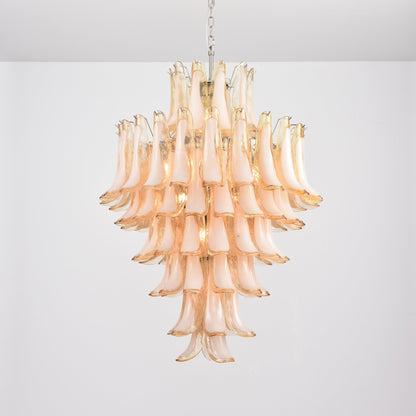 Amber Cloud Glass Petals Chandelier - Elegant Design & Adjustable Heig