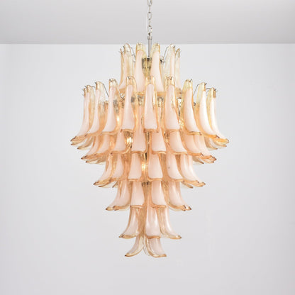 Amber Cloud Glass Petals Chandelier - Elegant Design & Adjustable Heig
