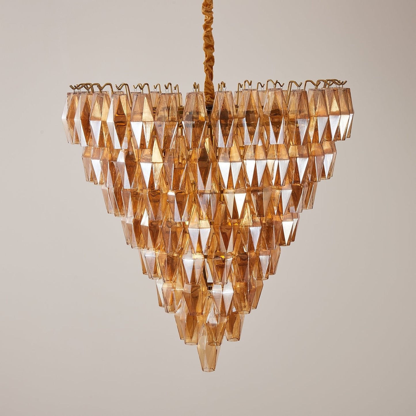 Amber Empire Chandelier - Elegant Design with Adjustable Height & LED