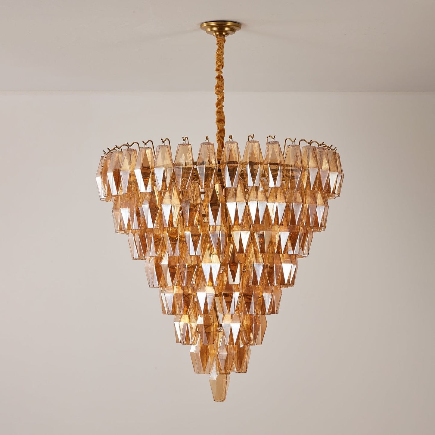 Amber Empire Chandelier - Elegant Design with Adjustable Height & LED