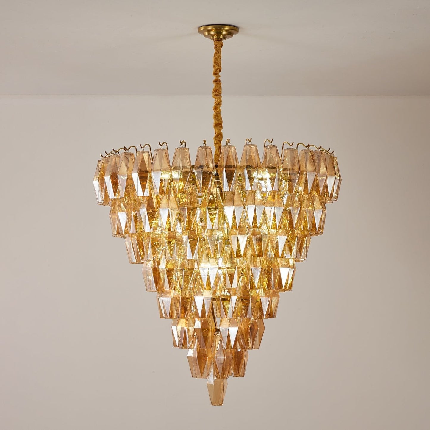 Amber Empire Chandelier - Elegant Design with Adjustable Height & LED