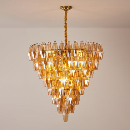 Amber Empire Chandelier - Elegant Design with Adjustable Height & LED