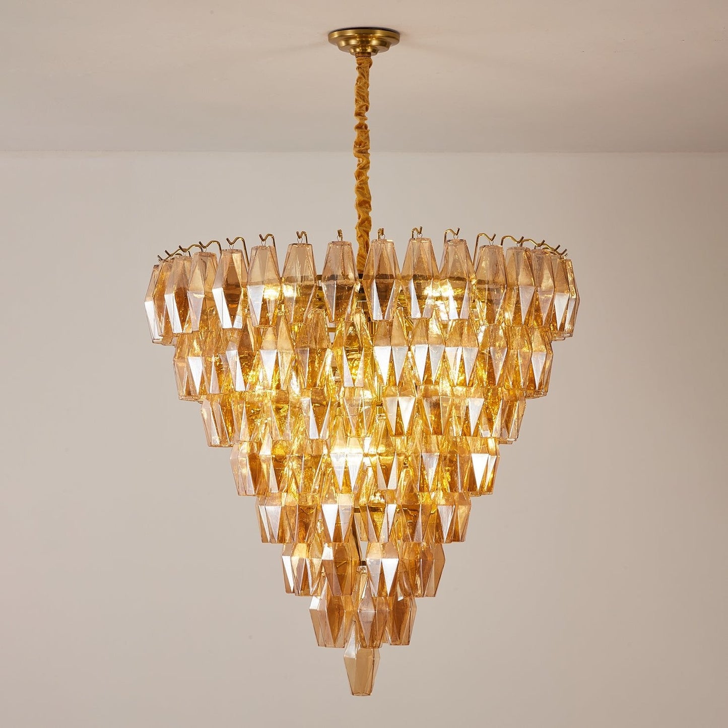 Amber Empire Chandelier - Elegant Design with Adjustable Height & LED