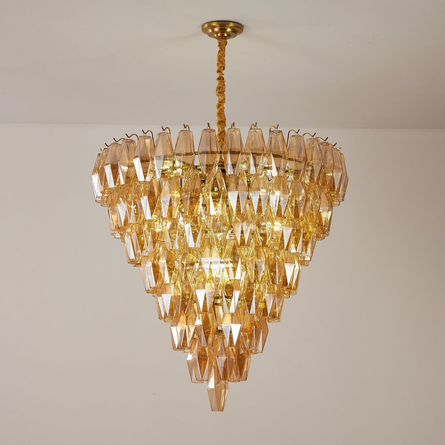 Amber Empire Chandelier - Elegant Design with Adjustable Height & LED