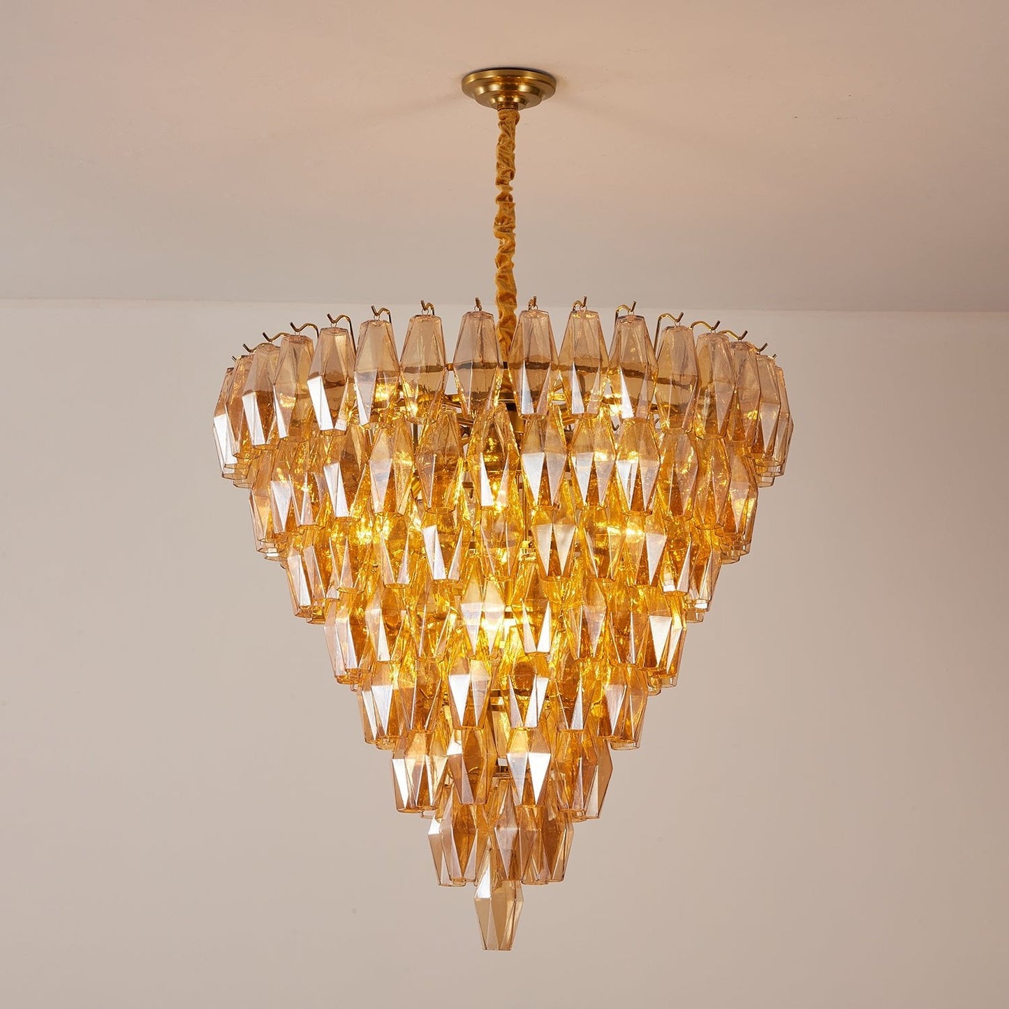 Amber Empire Chandelier - Elegant Design with Adjustable Height & LED