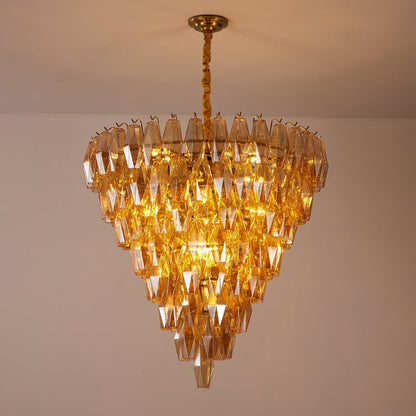 Amber Empire Chandelier - Elegant Design with Adjustable Height & LED