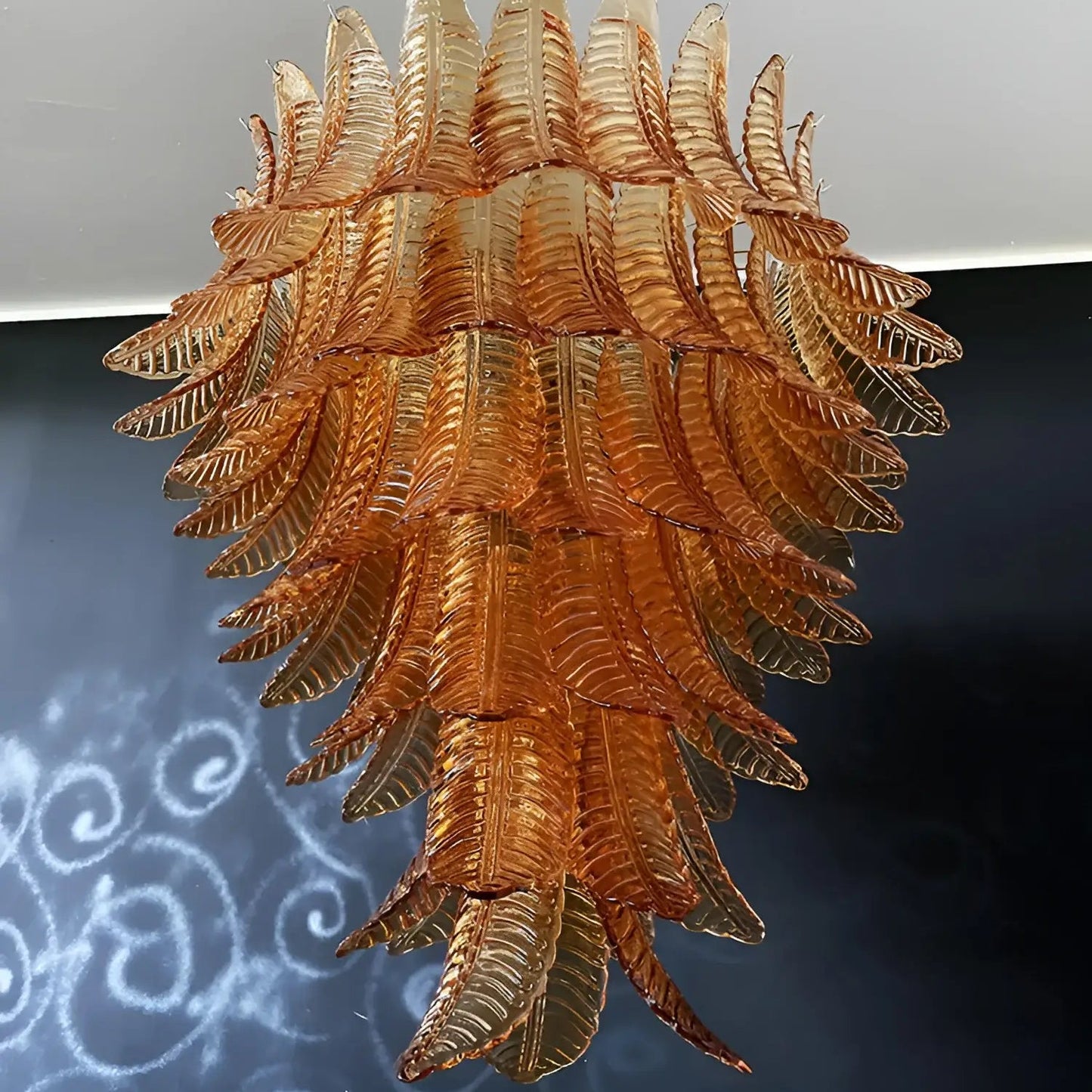 Amber Leaf Cascade Chandelier - Elegant Design with Adjustable Height