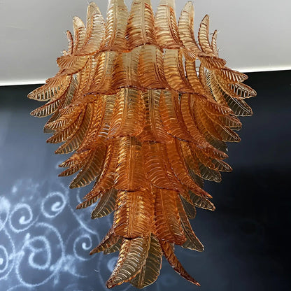 Amber Leaf Cascade Chandelier - Elegant Design with Adjustable Height