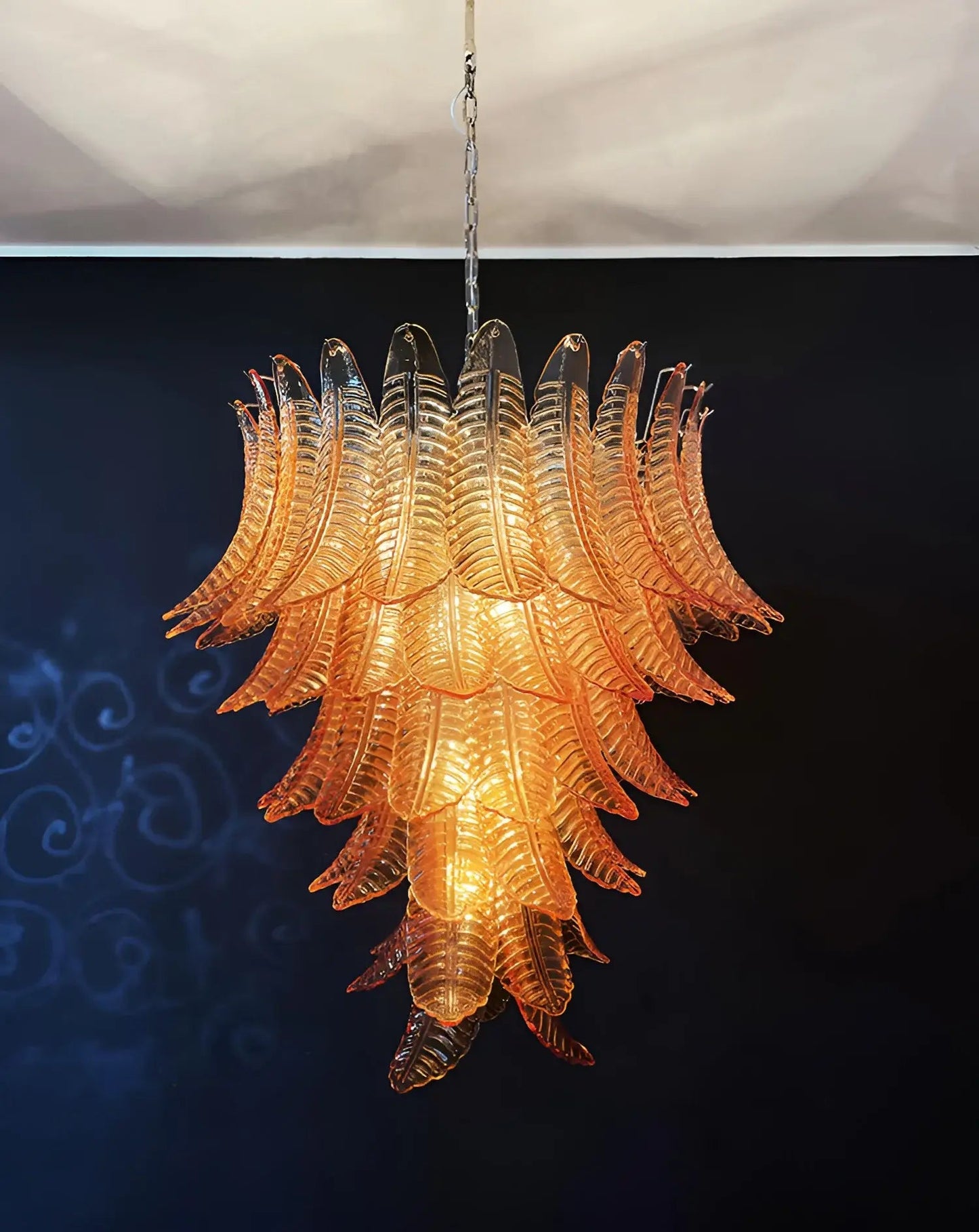 Amber Leaf Cascade Chandelier - Elegant Design with Adjustable Height