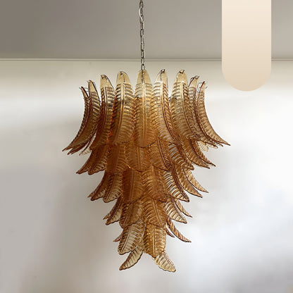 Amber Leaf Cascade Chandelier - Elegant Design with Adjustable Height