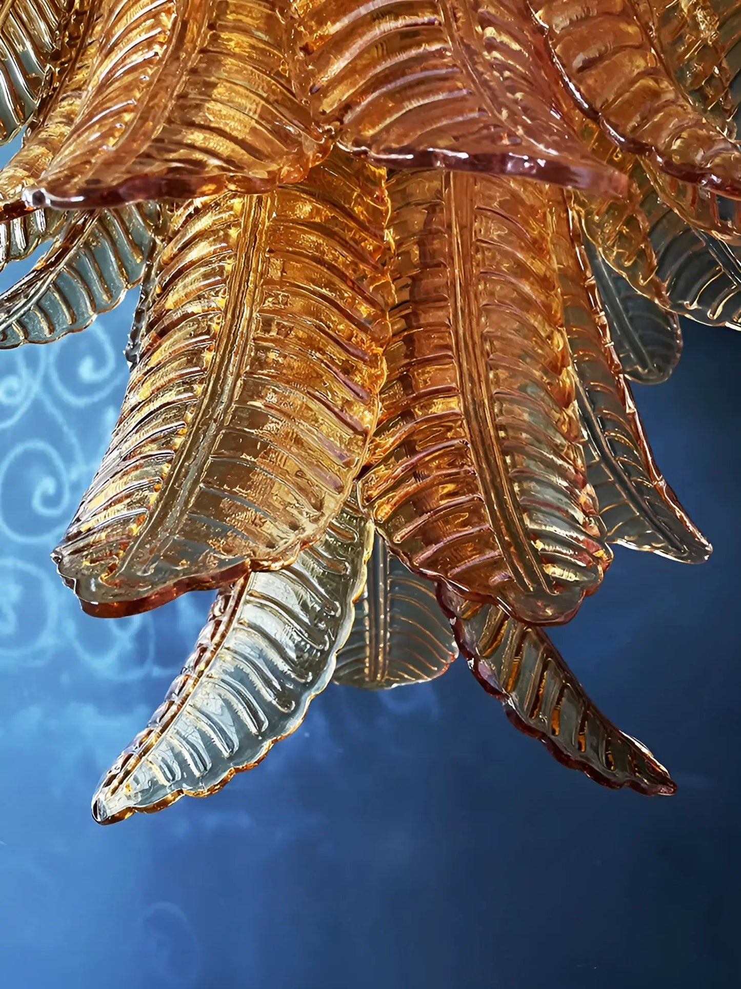 Amber Leaf Cascade Chandelier - Elegant Design with Adjustable Height