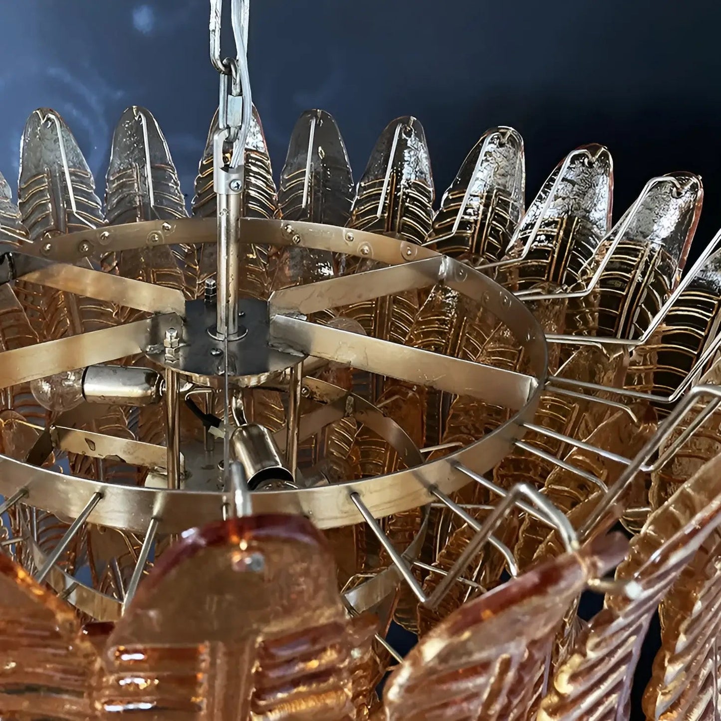 Amber Leaf Cascade Chandelier - Elegant Design with Adjustable Height