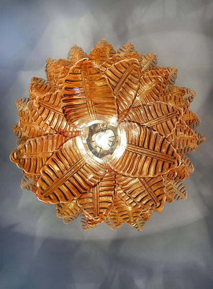 Amber Leaf Cascade Chandelier - Elegant Design with Adjustable Height
