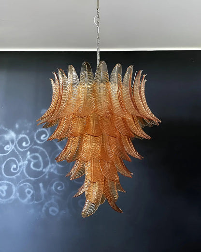 Amber Leaf Cascade Chandelier - Elegant Design with Adjustable Height