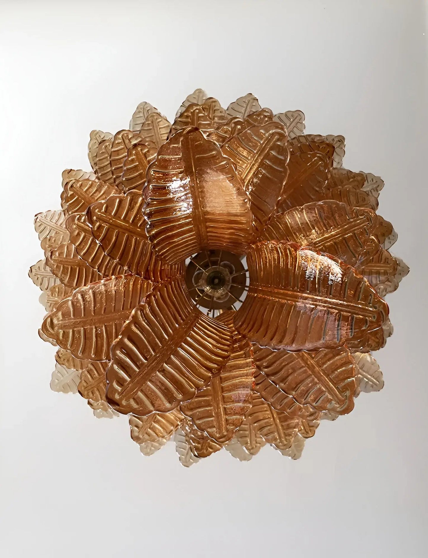 Amber Leaf Cascade Chandelier - Elegant Design with Adjustable Height