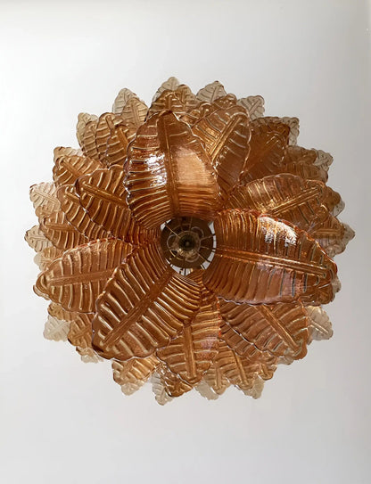 Amber Leaf Cascade Chandelier - Elegant Design with Adjustable Height