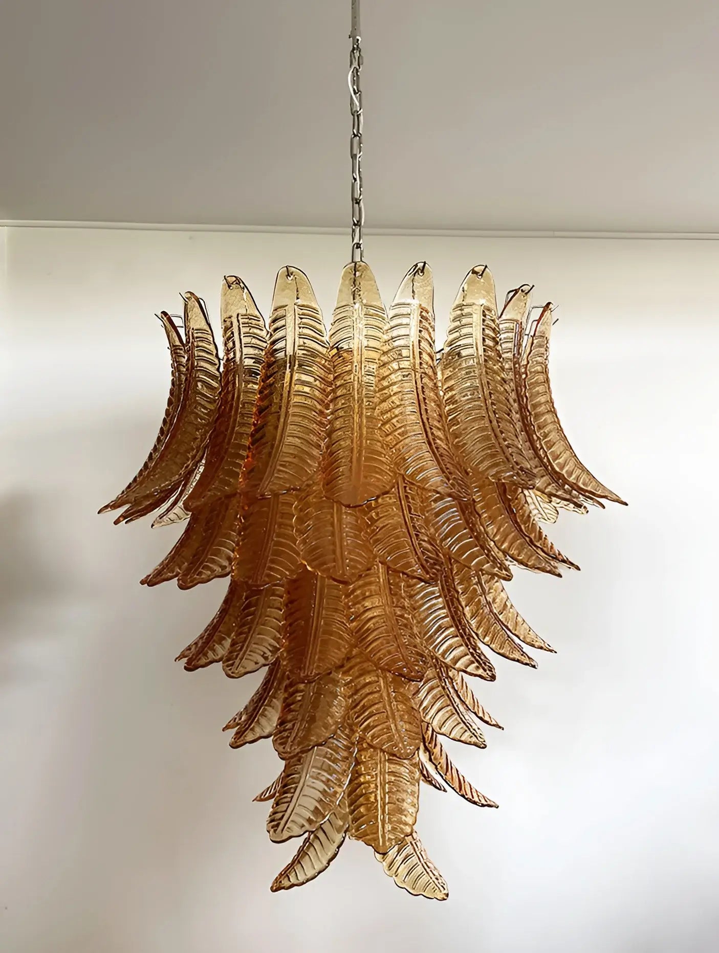 Amber Leaf Cascade Chandelier - Elegant Design with Adjustable Height