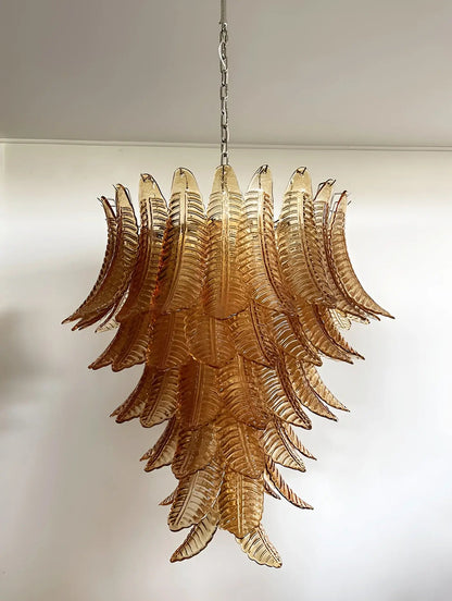 Amber Leaf Cascade Chandelier - Elegant Design with Adjustable Height