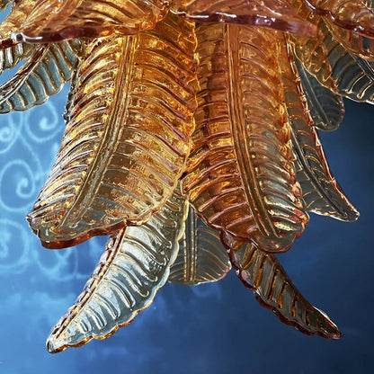 Amber Leaf Cascade Chandelier - Elegant Design with Adjustable Height