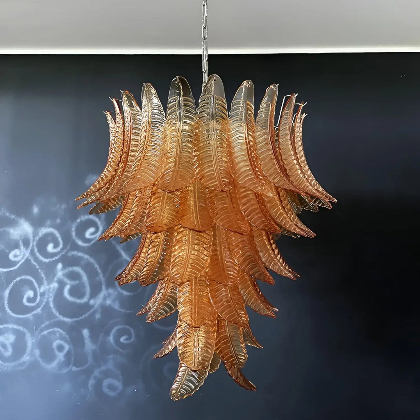 Amber Leaf Cascade Chandelier - Elegant Design with Adjustable Height