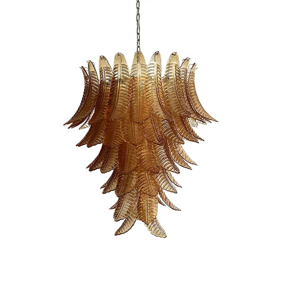 Amber Leaf Cascade Chandelier - Elegant Design with Adjustable Height