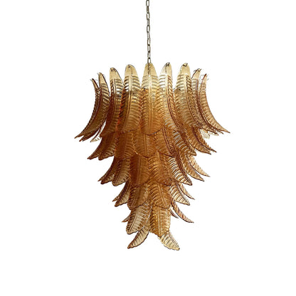 Amber Leaf Cascade Chandelier - Elegant Design with Adjustable Height