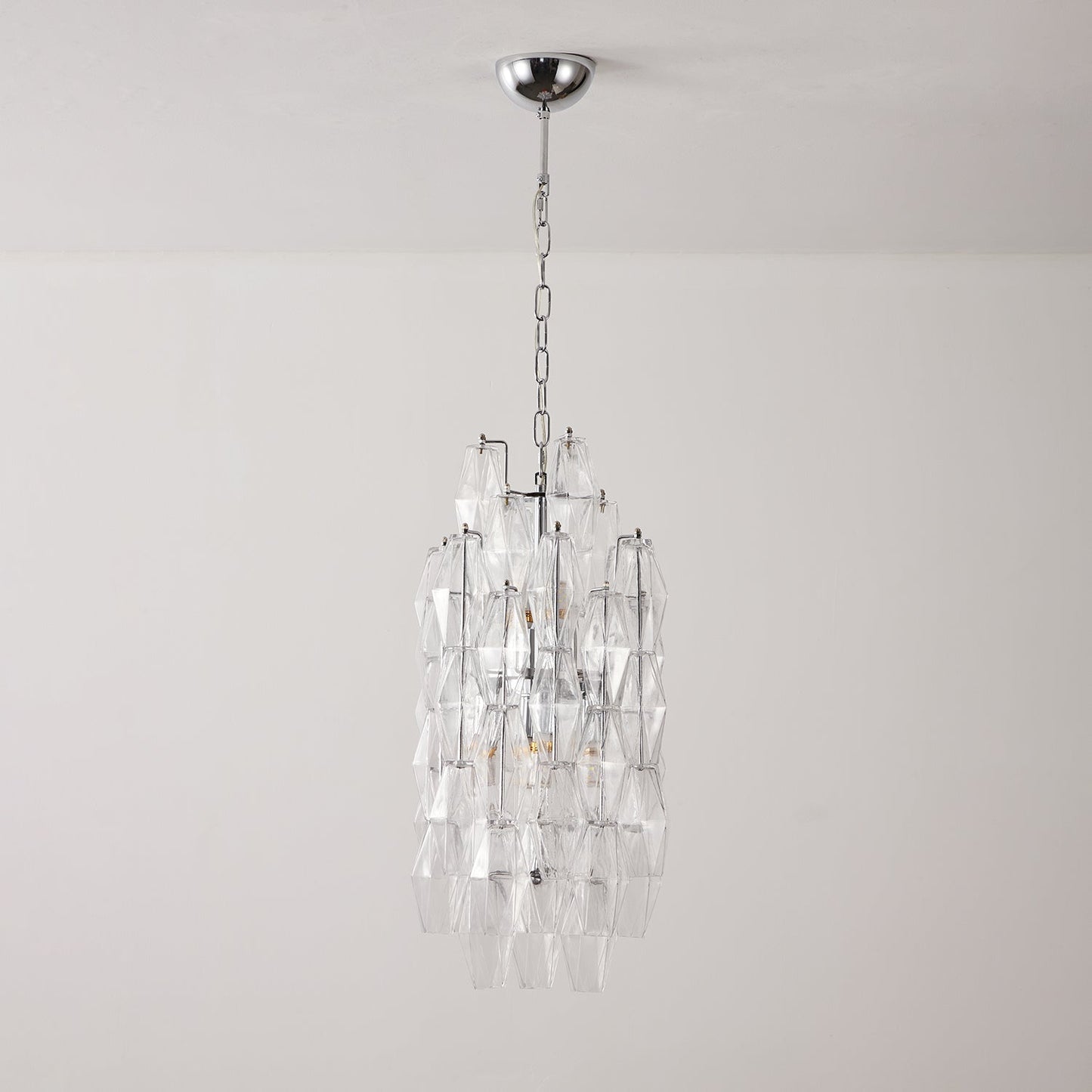 Amber Prism Long Chandelier - Elegant Lighting with Adjustable Height