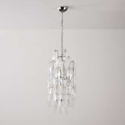 Amber Prism Long Chandelier - Elegant Lighting with Adjustable Height