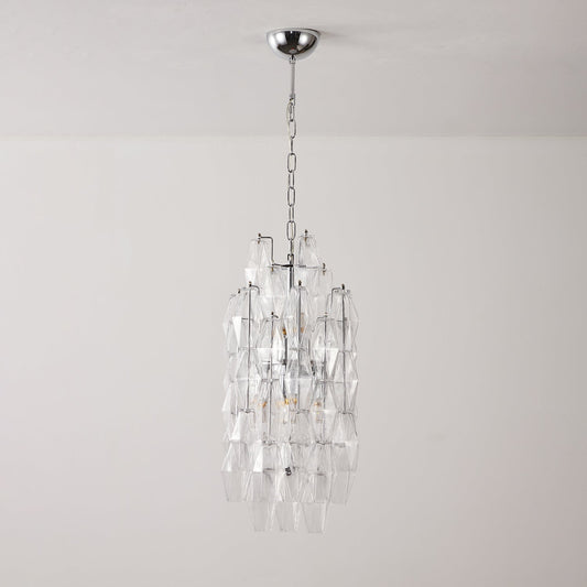 Amber Prism Long Chandelier - Elegant Lighting with Adjustable Height