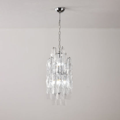 Amber Prism Long Chandelier - Elegant Lighting with Adjustable Height