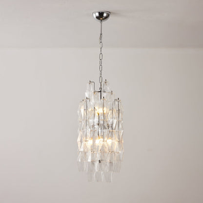 Amber Prism Long Chandelier - Elegant Lighting with Adjustable Height