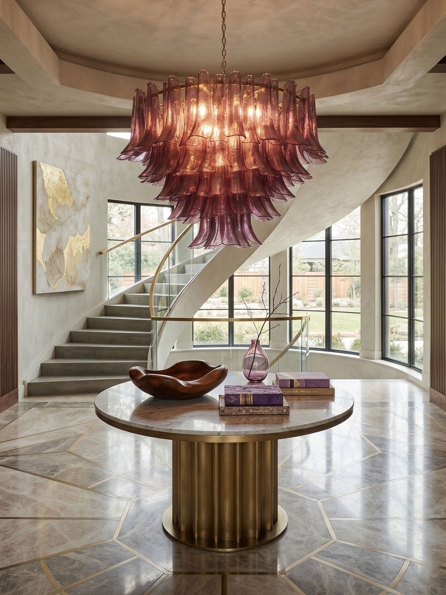Amethyst Bloom Crystal Chandelier - Elegant Design & Adjustable Height