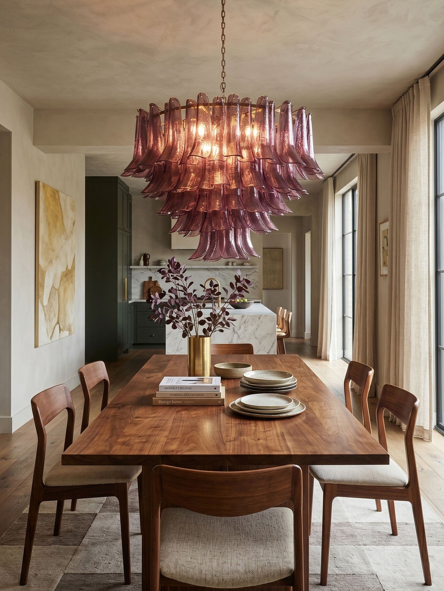 Amethyst Bloom Crystal Chandelier - Elegant Design & Adjustable Height