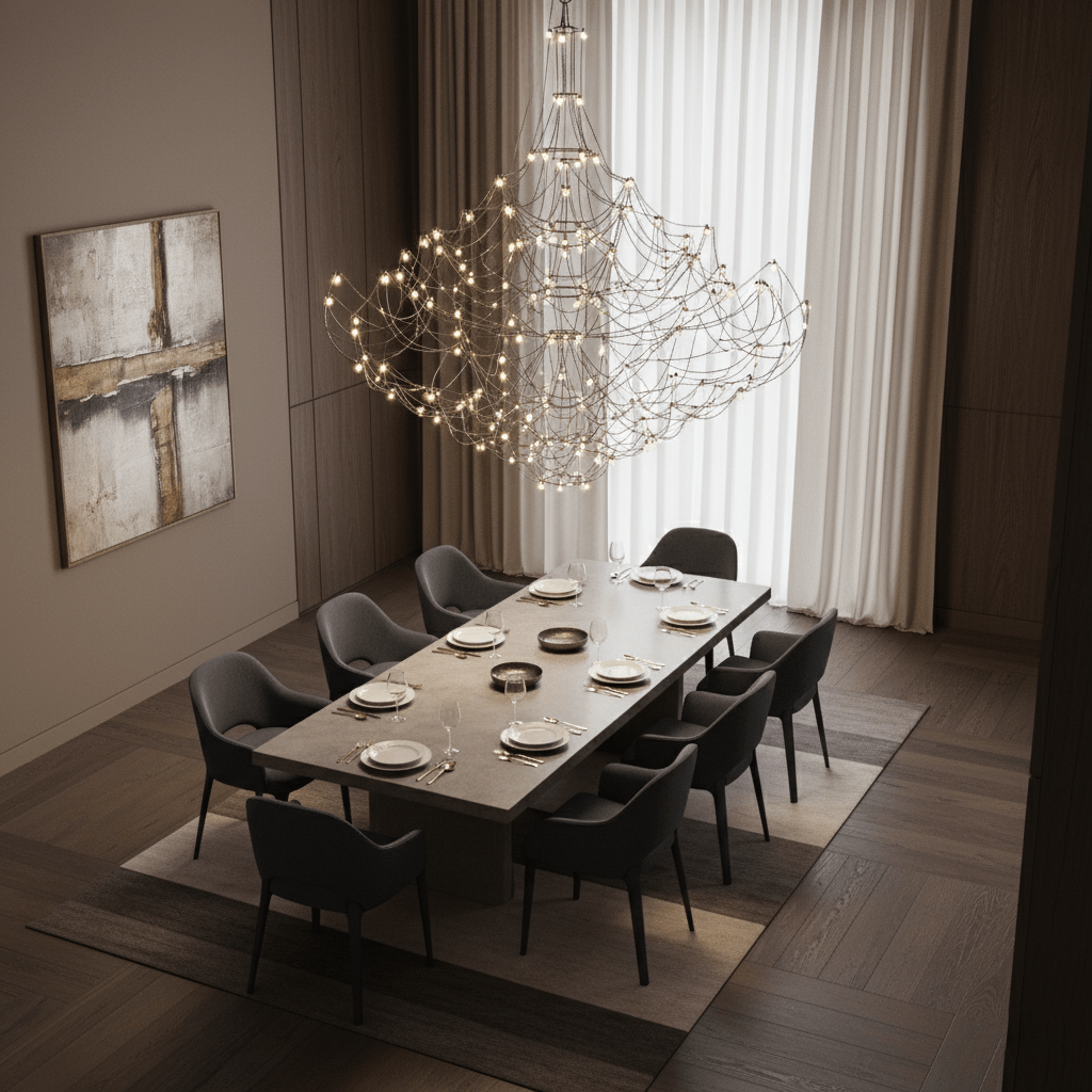Amos Group Modern Chandelier - Adjustable Height, Energy Efficient Lig