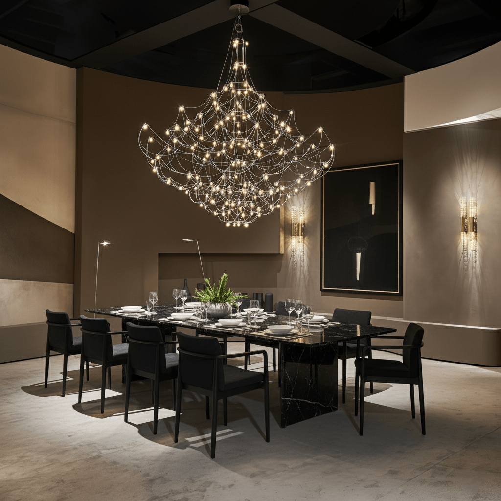 Amos Group Modern Chandelier - Adjustable Height, Energy Efficient Lig