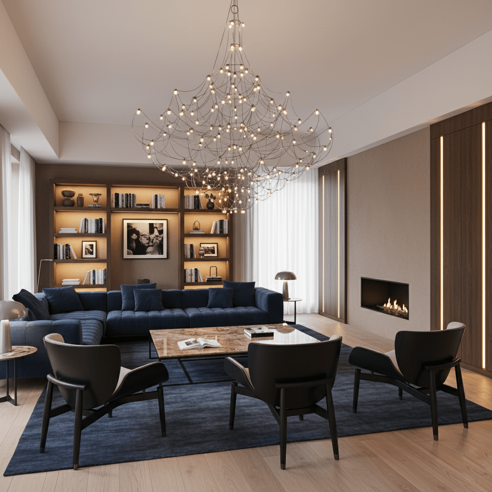 Amos Group Modern Chandelier - Adjustable Height, Energy Efficient Lig