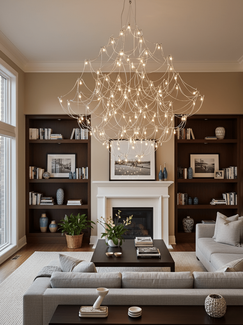 Amos Group Modern Chandelier - Adjustable Height, Energy Efficient Lig