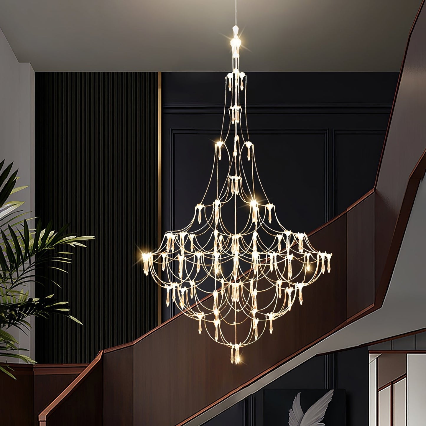 Amos Group Modern Chandelier - Adjustable Height, Energy Efficient Lig