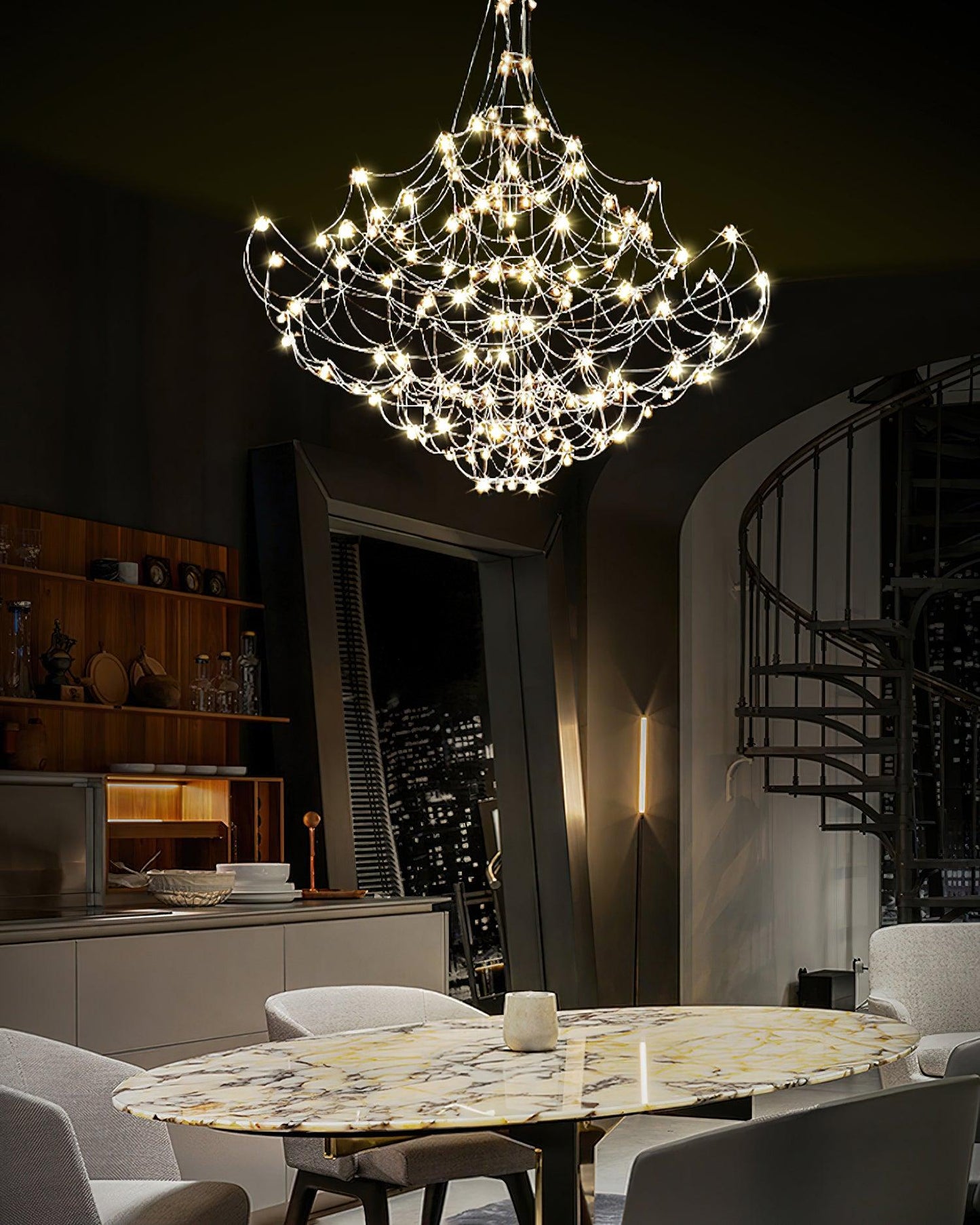 Amos Group Modern Chandelier - Adjustable Height, Energy Efficient Lig