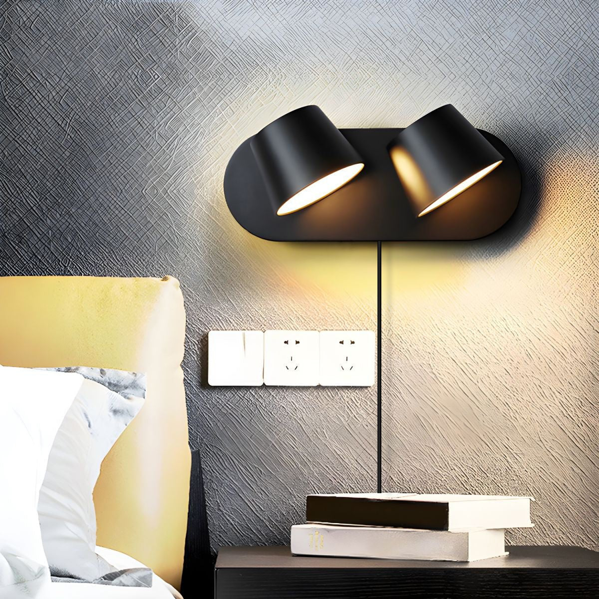 Angle Adjustable Plug-in Wall Lamp with Dimmable LED and Modern Design