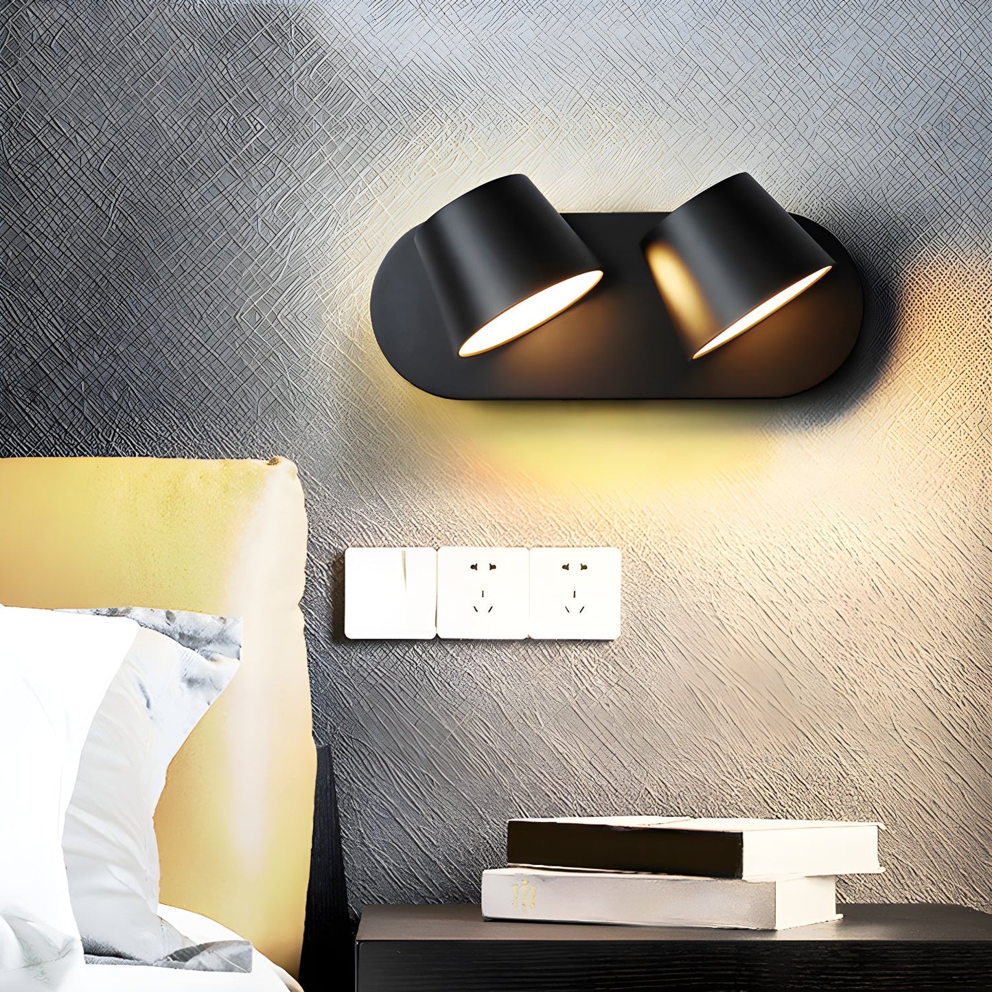 Angle Adjustable Plug-in Wall Lamp with Dimmable LED and Modern Design
